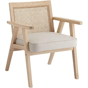55 Downing Street Zuma Beige Fabric Rattan Accent Chair - 1 of 4