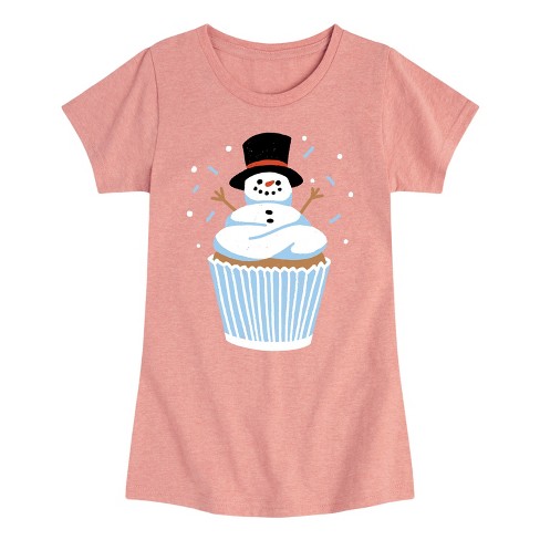 Girls' - Instant Message - Snowman Cupcake Fitted Short Sleeve Graphic T-Shirt - image 1 of 4