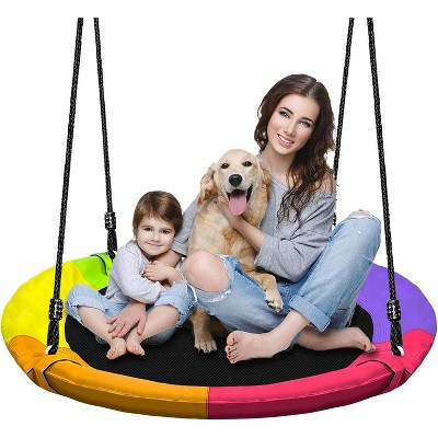 Hotraffy 40 Inch Green Saucer Tree Swing Set for Kids Adults 500lb Weight Capacity Waterproof Flying Swing Seat Outdoor Playground, Backyard