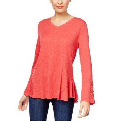 Style & Co. Womens Crochet-Trim Pullover Blouse
