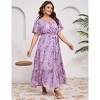 YESFASHION V Neck Wrap Maxi Dress for Women Plus Size High Waist Ruffle Casual Summer Dress with Belt - 2 of 4