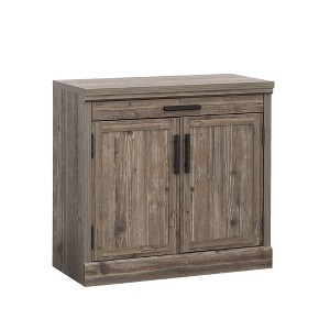 Sauder Aspen Post Library Base Pebble Pine: Farmhouse Style Office Cabinet with Storage & Fixed Shelf - 1 of 4