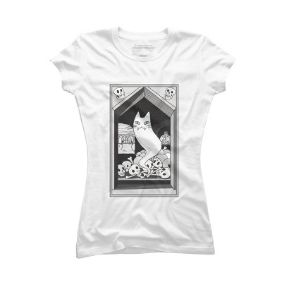 Junior's Design By Humans Ghost cat the Keeper of the Crypt By runcatrun T-Shirt