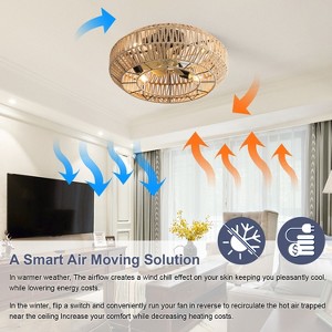 Sofucor 20'' Caged Ceiling Fan with Light and Remote Enclosed Rattan Caged Ceiling Fans Black - 1 of 4