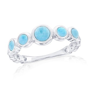 Caribbean Treasures Sterling Silver, Graduating Round Larimar Ring - Available Sizes:  9 ,  8 ,  7 ,  6 - 1 of 3