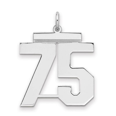 Black Bow Jewelry Sterling Silver, Athletic Collection, Large Polished Number 75 Pendant