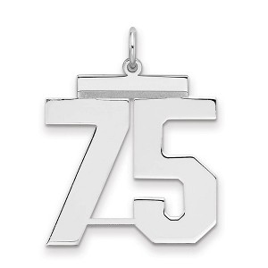 Black Bow Jewelry Sterling Silver, Athletic Collection, Large Polished Number 75 Pendant - 1 of 3