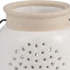 Sagebrook Home Ceramic Lantern - Contemporary Ivory and Beige Flower Cut-Out Creative Decorative Lantern with Handle for Indoor or Outdoor Use - 4 of 4