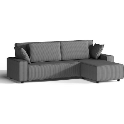 Corduroy Stripe 96 Inch Large Couch, Modern L Shaped Oversized Sectional Sofa with Deep Seat, Comfy Modular Couch