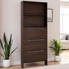 Shoe Cabinet with 3 Flip Drawers & Open Shelves, Freestanding Narrow Modern Entryway Shoe Storage Organizer with Solid Wood Legs,Walnut– 78.75"H - 4 of 4