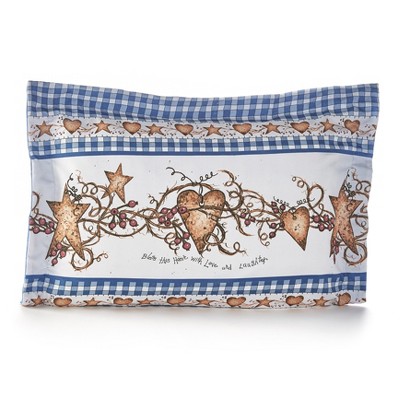 Lakeside Hearts and Stars Pillow Sham - Farmhouse Pillowcase with Home Sentiment