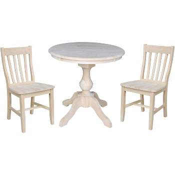International Concepts 30 inches Round Top Pedestal Table - With 2 Cafe Chairs