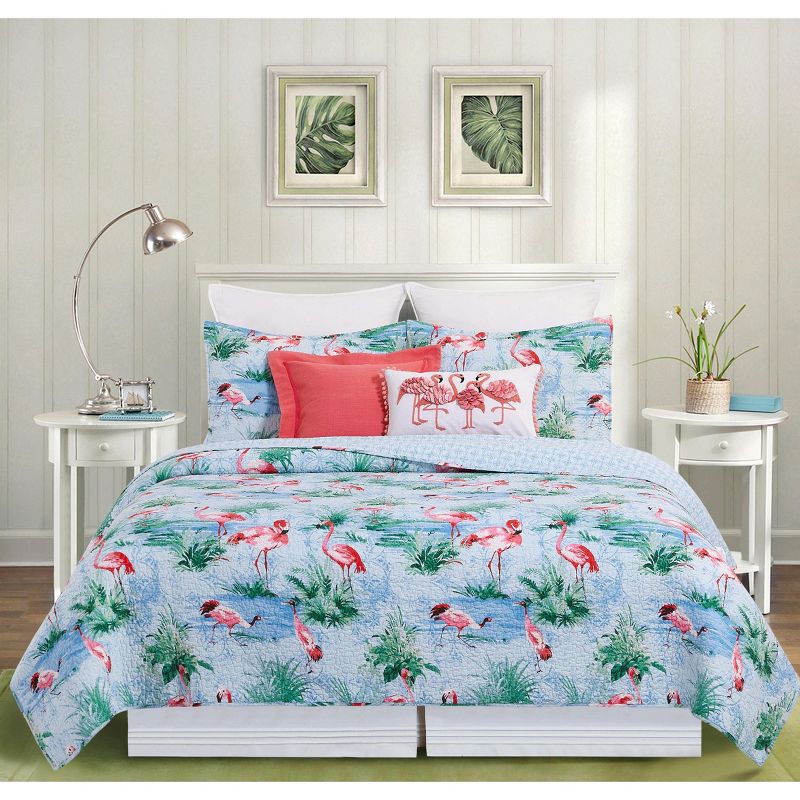 C&F Home Paradise Coast Flamingo Cotton Quilt Set  - Reversible and Machine Washable, 2 of 10