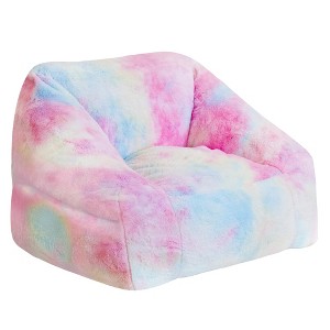 Itopfox Modern Rainbow Colors Beanbag Sofa for Kids & Teens with Sponge Filling & Soft Faux Fur, Perfect for Bedroom & Living Room (Colorful) - 1 of 4