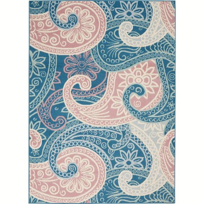 Nourison Jubilant 5'3" x 7'3" (5' x 7') Blue Area Rug Retro Bohemian Paisley by Nourison