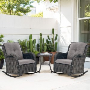 Gymojoy Outdoor Rocking Chair Rattan Rocker Chairs with Cushion - 1 of 4
