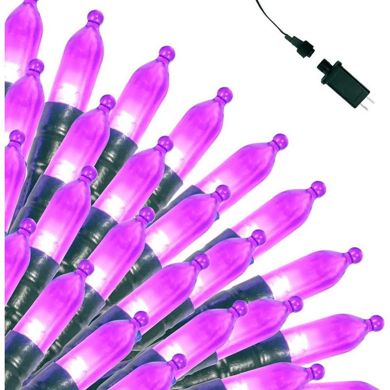 100 Purple LED Green Wire String Lights, 8 Modes (T5), 1 of 9