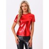 Allegra K Women's Party Metallic Short Sleeve Textured Shiny T-shirts - 2 of 4