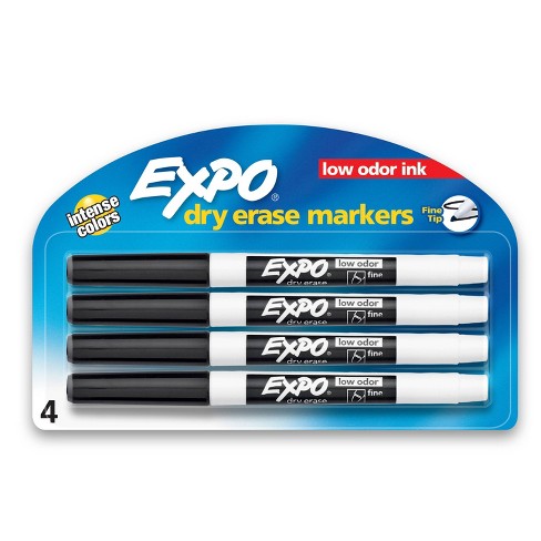 Expo 4pk Dry Erase Markers Fine Tip Black - image 1 of 4
