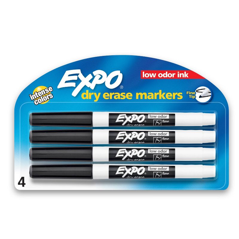 Expo 4pk Dry Erase Markers Fine Tip Black, 1 of 11