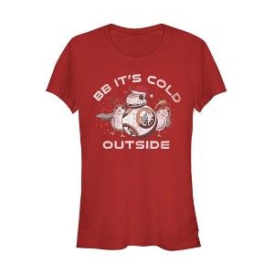 Juniors Womens Star Wars The Last Jedi Christmas Cold BB-8 T-Shirt - 1 of 3