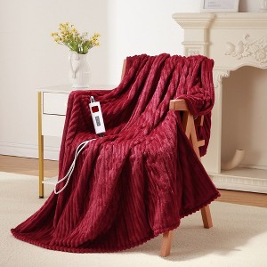 Heated Throw Blanket Electric - Soft Ribbed Flannel Heated Blanket with 6 Heating Levels & 8 Time Settings - 1 of 4