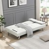 NicBex 66.1 Inch Convertible Folding Futon Sofa Bed with 2 Cup Holders and Stainless Legs for Living Room,Office,Bedroom,White - 2 of 4
