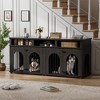 71" Heavy Duty Double Dog Crate Furniture - Indoor Pet Kennel with 4 Storage Shelves, Decorative End Table & TV Stand for Large Dogs - 3 of 4