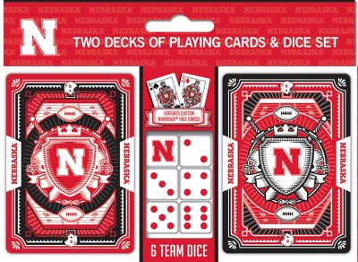 MasterPieces Officially Licensed NCAA Nebraska Cornhuskers 2-Pack Playing cards & Dice set for Adults
