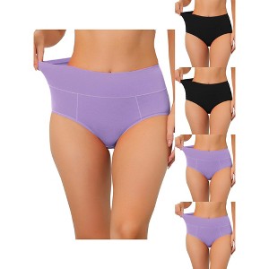 Allegra K Women's Plus Size High Waist Available in Tummy Control 5 Packs Briefs - 1 of 4