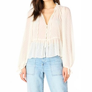 Women's Boho Swiss Dot Blouse - Dex - 1 of 4