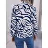 Women's Color Block Striped Tie Waist Puff Sleeve Chiffon Blouse Fall Winter Elegant Top - 2 of 4