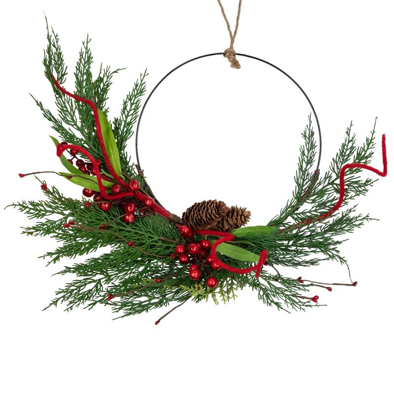 Northlight Real Touch™️ Mixed Greenery and Berries Artificial Christmas Wreath  - 18" - Unlit, 1 of 10