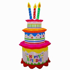 Garnen 6Ft Inflatable Happy Birthday Decorations Balloons For Kids, LED Happy Birthday Cake, Birthday Sign Balloons, Outdoor Theme Party - 1 of 4