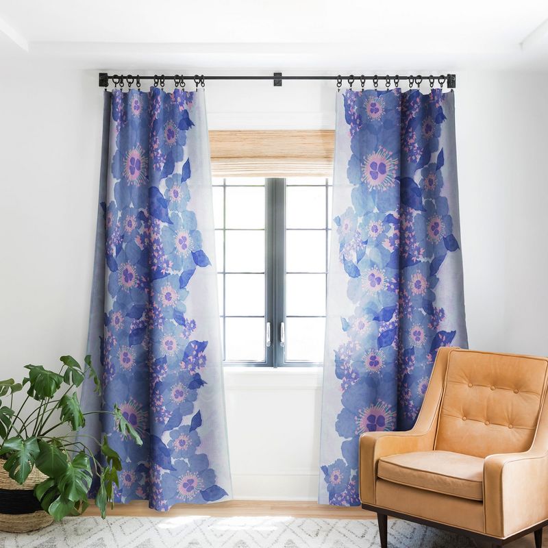 Sewzinski Retro Blue Flowers 50" x 96" Single Panel Room Darkening Window Curtain - Society6, 1 of 5