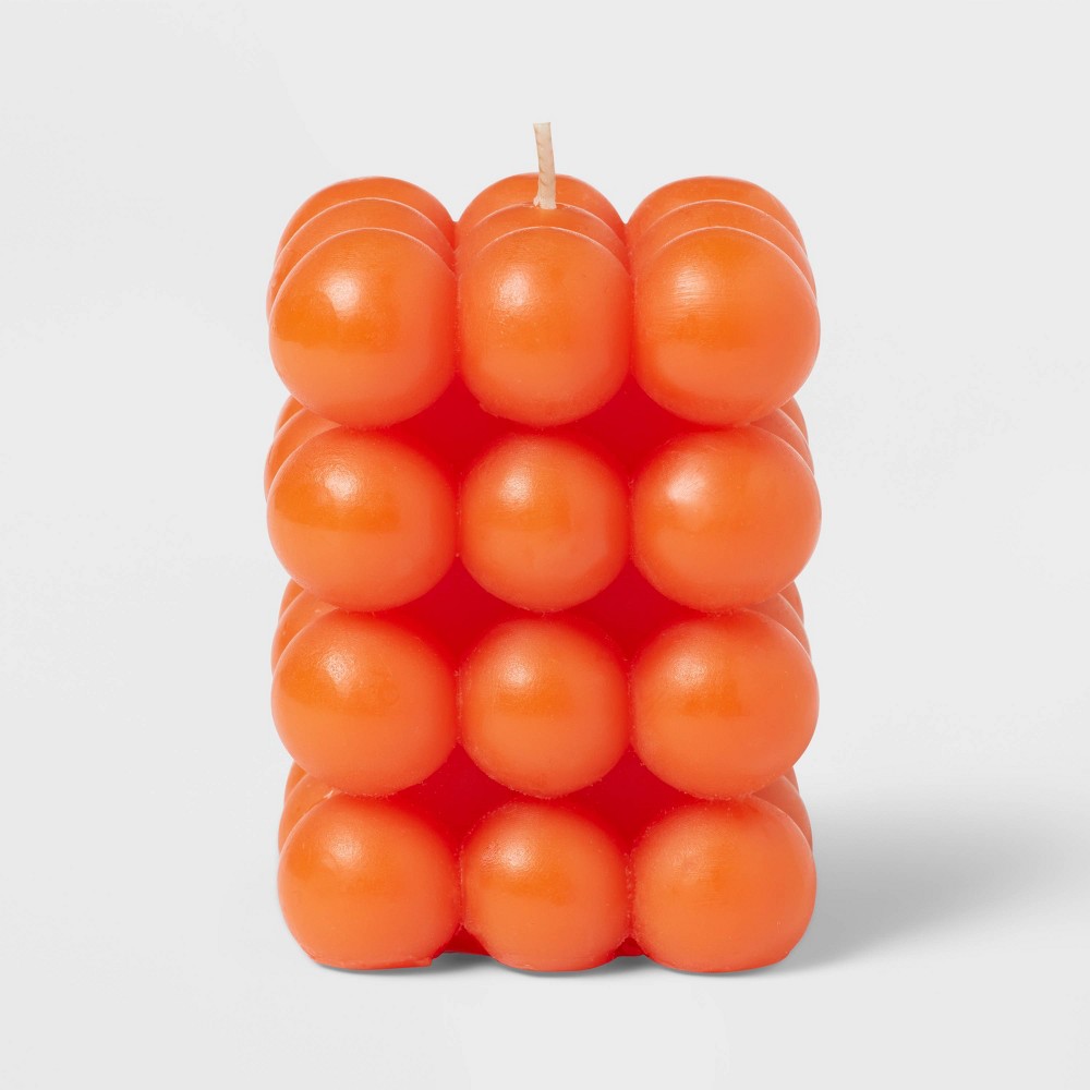 Photos - Figurine / Candlestick 3.5" Unscented Bubble Sculpture Candle Wild Orange 12oz - Opalhouse™