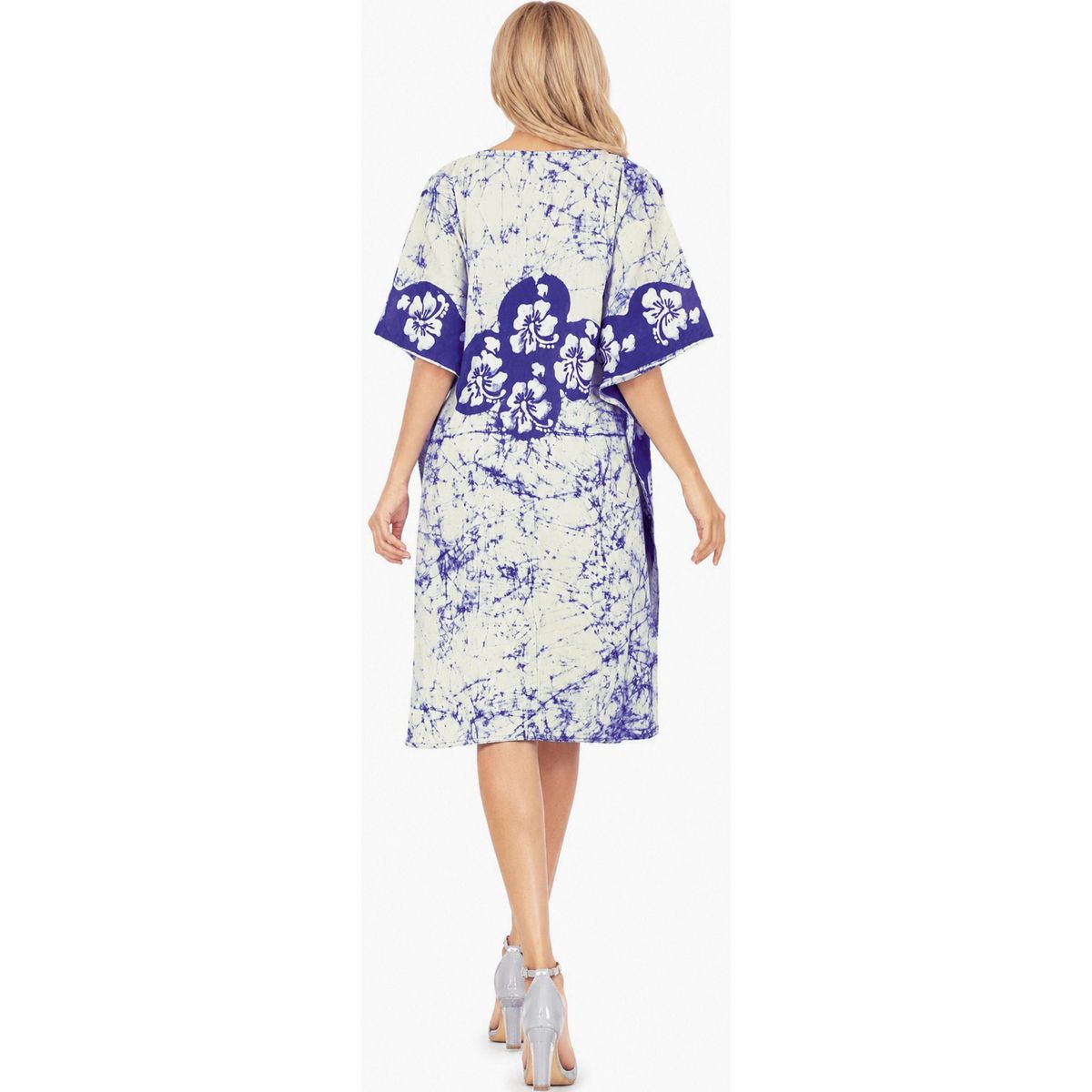 LA LEELA Summer Cotton Women Resortwear Caftan Vacation Cruise Holiday Pregnancy Wear Flowy Loungewear Dress 2X-3X Purple Floral - thumbnail 2