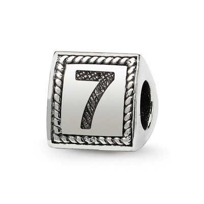 Black Bow Jewelry Triangle Block, Number 7 Sterling Silver Bead Charm
