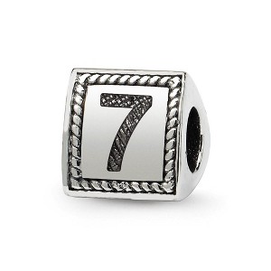 Black Bow Jewelry Triangle Block, Number 7 Sterling Silver Bead Charm - 1 of 3