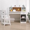 Kids Desk and Chair Set, Wooden Study Table with Storage Shelf, Bulletin Board, Keyboard Stand and Pen Holder, Children School Learning Desk Set - 3 of 4