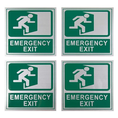  Juvale 4-Pack Metal Emergency Exit Signs, Right Self-Adhesive Wall Signs for Office Restaurants, 5.5x5.5 in 