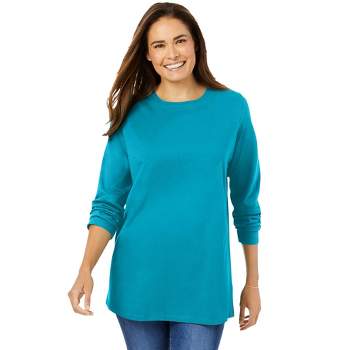 Woman Within Women's Plus Size Perfect Long-Sleeve Crewneck Tee