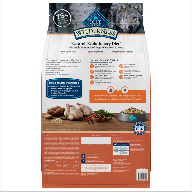 Blue Buffalo Wilderness High Protein Natural Large Breed Adult Dry Dog Food with Chicken Flavor - 24lbs, 3 of 13