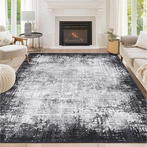 Washable Area Rug, Soft Modern Bordered Abstract Low Pile Non-Slip Carpet, Living Room Bedroom Throw Rug for Dining Room Home Decor - 1 of 4