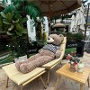 Nellie Wood-Color Alloy Frame Chaise Lounge with Ottoman, Patio Chair with Table and Cushions, 380lbs Capacity, Outdoor Furniture - Maison Boucle - 2 of 4