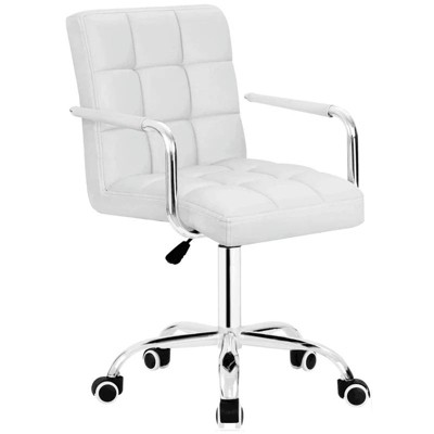 LACOO Faux Leather Office Desk Stool Swivel Chair with Armrest