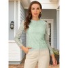 Allegra K Women's Lace Long Sleeve Keyhole Back Ruffle Neck Floral Blouse - 2 of 4