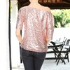 Anna-Kaci Women's Short Sleeve One Shoulder Sparkle Sequin Pullover Top - 2 of 4