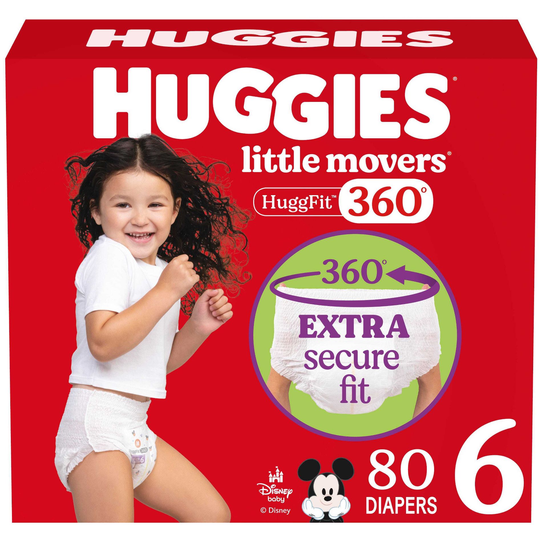 Huggies Little Movers HuggFit 360 Pull On Diapers  - Size 6 - 80ct