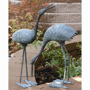 SPI Home Stately Garden Cranes Set of 2 Brass Outdoor Sculptures 36 Inches Tall - 1 of 3